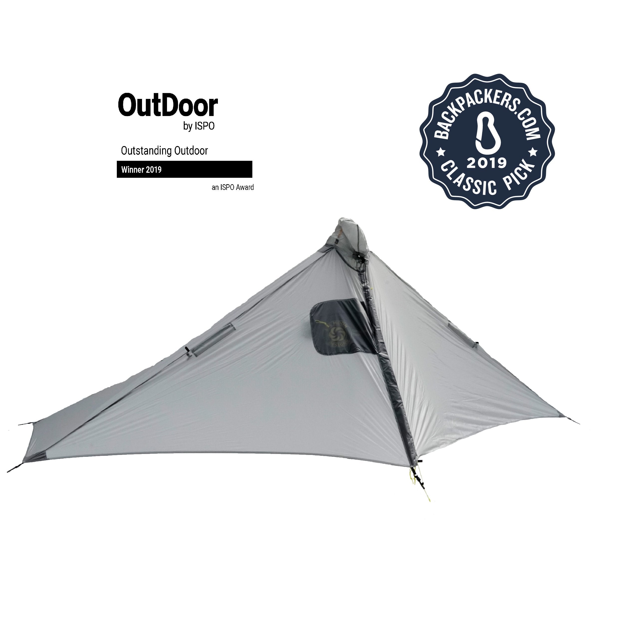 Gray Gatewood Cape Ultralight Tarp Shelter with doors closed